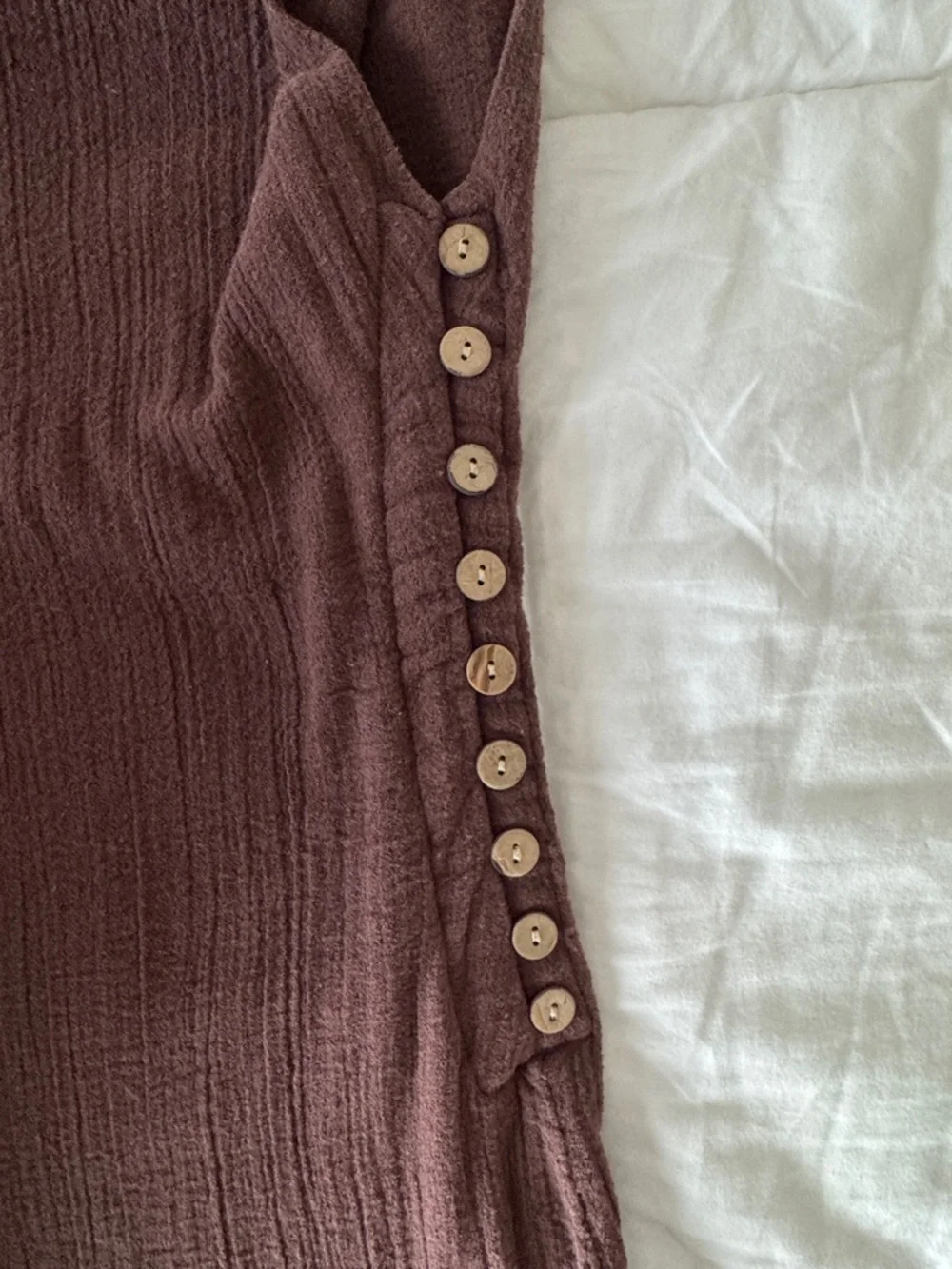 Free People Brown Cotton Gauze Side Button Boho Mini Dress Size Small